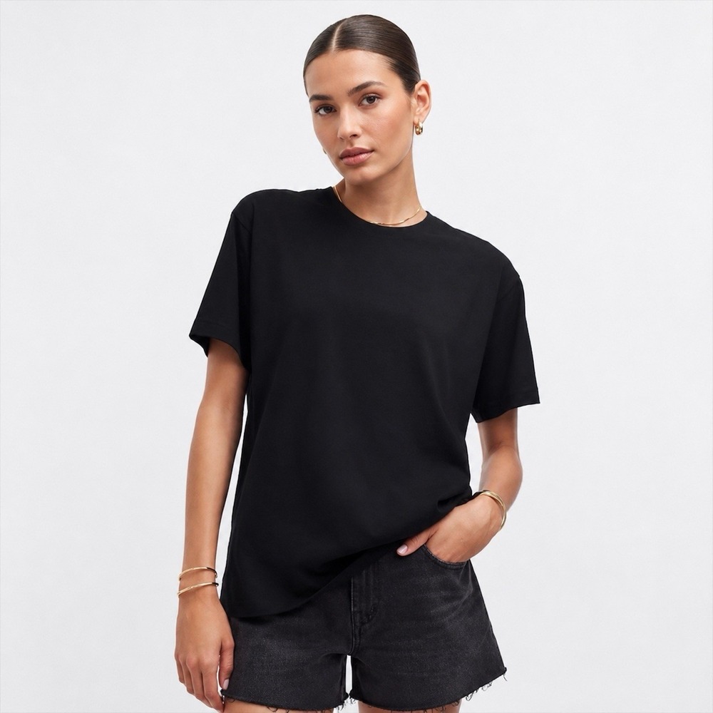 Madewell Cotton Relaxed Oversized Tee Size 2XS Jet Black NEW #NS162 Retail $52